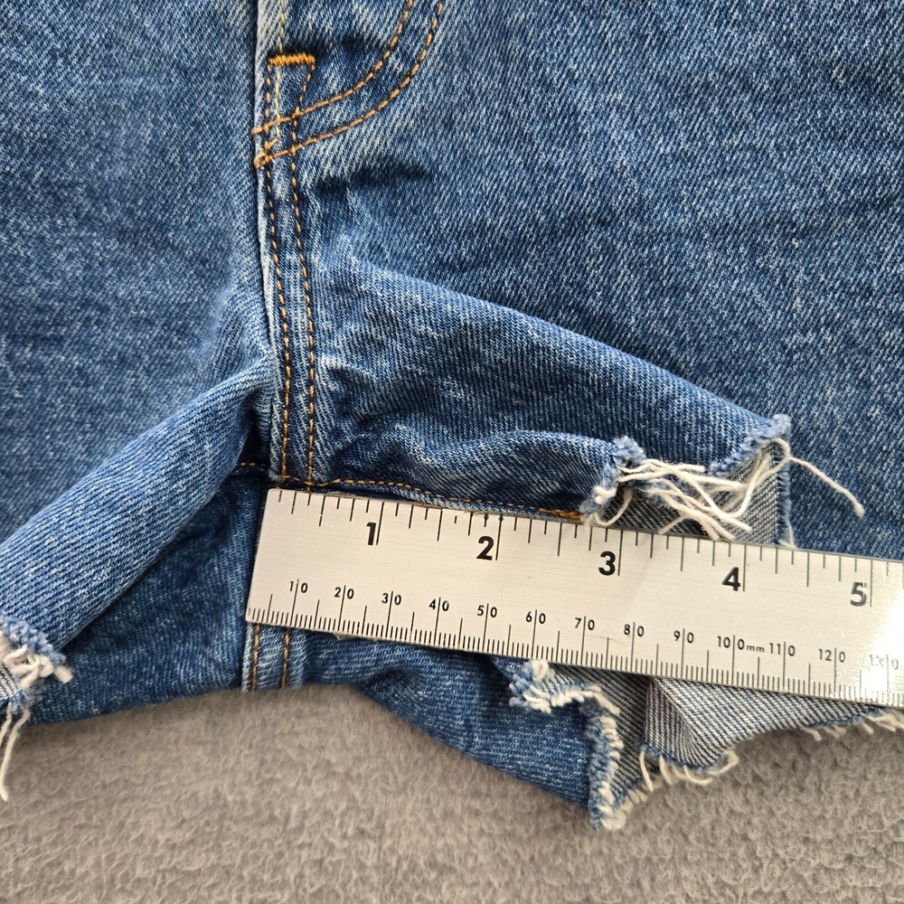 Levi's 501 Shorts W26 Blue Denim Cut Off Button Fly Cotton Elastane Logo - Picture 6 of 10